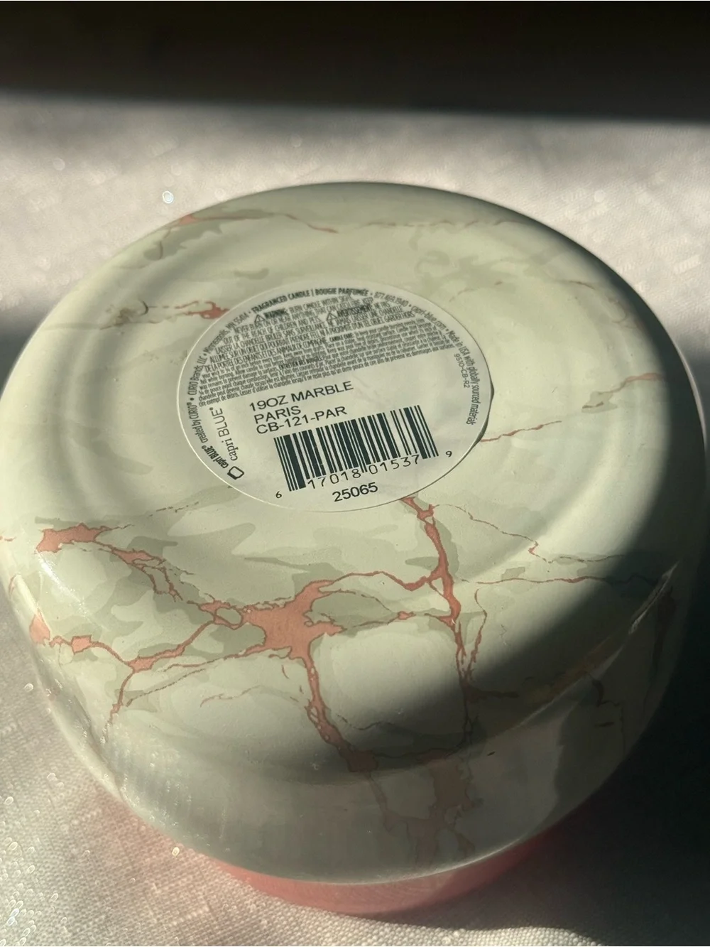 Capri Blue Paris 19 oz Modern Marble Candle Pink Lid NEW Unburned